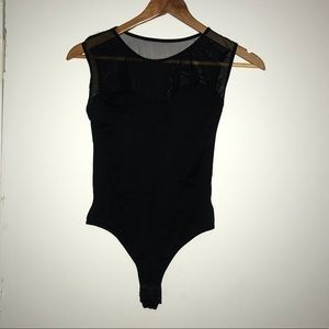 Sweetheart mesh top black bodysuit